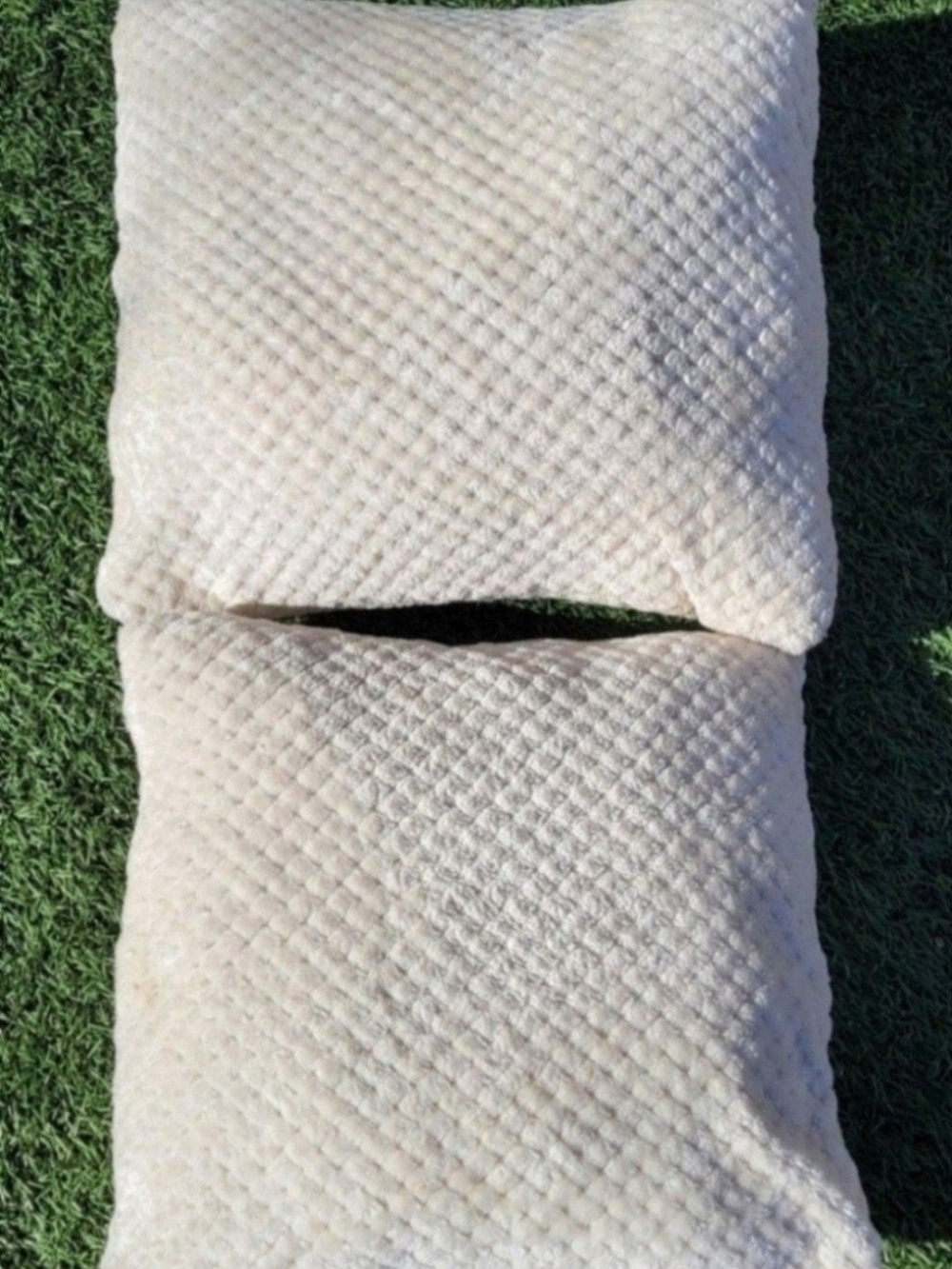 Plush Textured Throw Pillow Pair in Light Cream